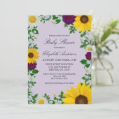 Rustic Sunflower Daisy Floral Baby shower Kaart (Staand voorkant)