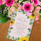 Rustic Sunflower Daisy Floral Baby shower Kaart