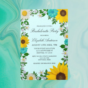 Rustic Sunflower Daisy Floral Bachelorette Party Kaart