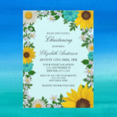Rustic Sunflower Daisy Floral Christening Kaart