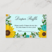 Rustic Sunflower Daisy Floral Diaper Raffle Informatiekaartje (Voorkant)
