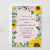 Rustic Sunflower Daisy Floral Engagement Party Kaart (Voorkant)