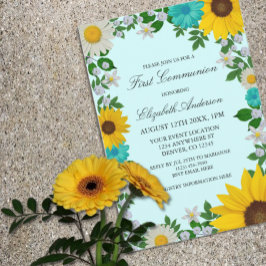 Rustic Sunflower Daisy Floral First Community Kaart