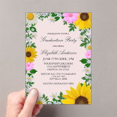 Rustic Sunflower Daisy Floral Graduation Party Acryl Uitnodigingen (Insitu (Draagbaar))