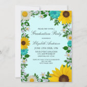 Rustic Sunflower Daisy Floral Graduation Party Kaart (Voorkant)