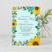 Rustic Sunflower Daisy Floral Graduation Party Kaart (Staand voorkant)