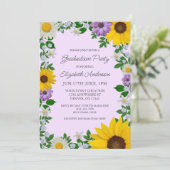Rustic Sunflower Daisy Floral Graduation Party Kaart (Staand voorkant)
