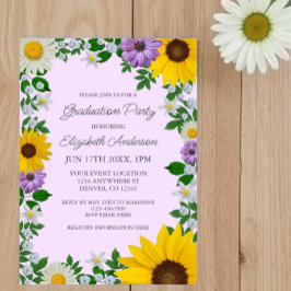 Rustic Sunflower Daisy Floral Graduation Party Kaart