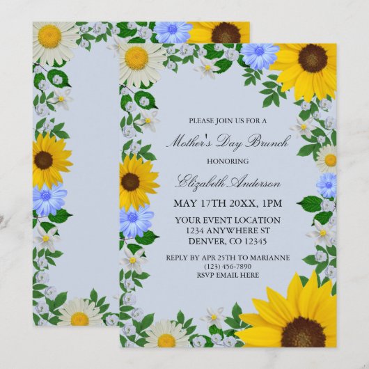 Rustic Sunflower Daisy Floral Moederdag Kaart (Voorkant / Achterkant)