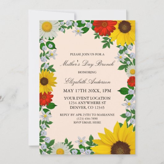 Rustic Sunflower Daisy Floral Moederdag Kaart (Voorkant)