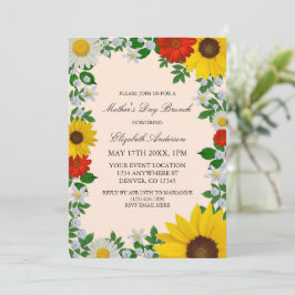 Rustic Sunflower Daisy Floral Moederdag Kaart