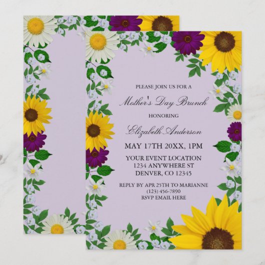 Rustic Sunflower Daisy Floral Moederdag Kaart (Voorkant / Achterkant)