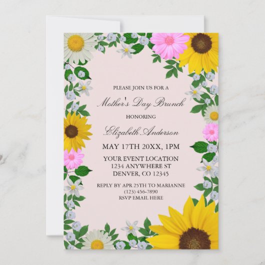 Rustic Sunflower Daisy Floral Moederdag Kaart (Voorkant)