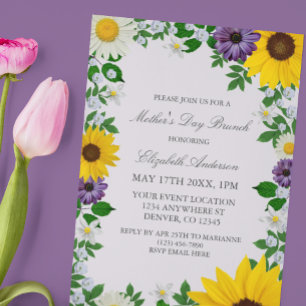 Rustic Sunflower Daisy Floral Moederdag Kaart