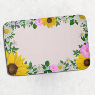 Rustic Sunflower Daisy Floral Pink Badmat