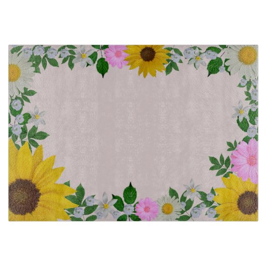 Rustic Sunflower Daisy Floral Pink Snijplank (Voorkant)