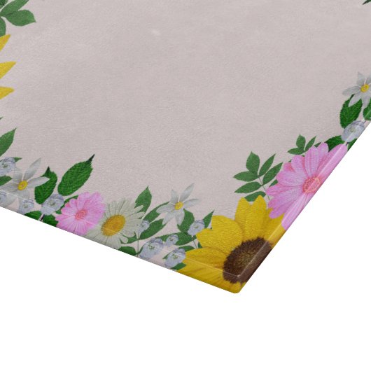 Rustic Sunflower Daisy Floral Pink Snijplank (Hoek)