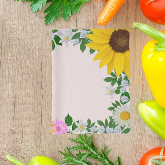 Rustic Sunflower Daisy Floral Pink Theedoek