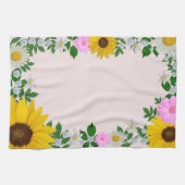 Rustic Sunflower Daisy Floral Pink Theedoek (Horizontaal)