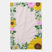 Rustic Sunflower Daisy Floral Pink Theedoek (Verticaal)