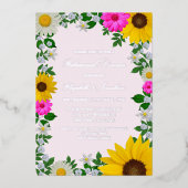 Rustic Sunflower Daisy Floral Rehearsal Dinner Folie Uitnodiging (Voorkant)