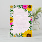 Rustic Sunflower Daisy Floral Rehearsal Dinner Folie Uitnodiging (Staand Voorkant)