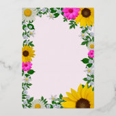 Rustic Sunflower Daisy Floral Rehearsal Dinner Folie Uitnodiging (Achterkant)