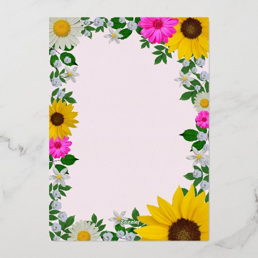 Rustic Sunflower Daisy Floral Rehearsal Dinner Folie Uitnodiging (Achterkant)
