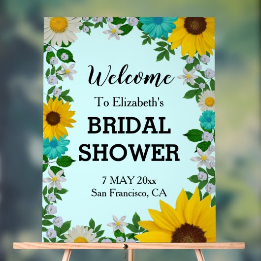 Rustic Sunflower Daisy Floral Vrijgezellenfeest Acryl Bord (Neutraal)