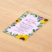 Rustic Sunflower Daisy Floral Vrijgezellenfeest Acryl Uitnodigingen (Laagn)