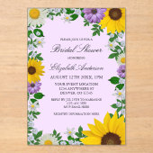 Rustic Sunflower Daisy Floral Vrijgezellenfeest Acryl Uitnodigingen (Voorkant)