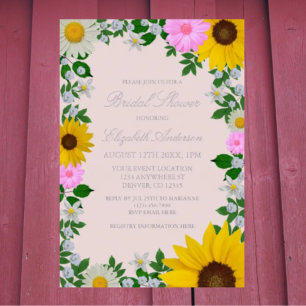Rustic Sunflower Daisy Floral Vrijgezellenfeest Folie Uitnodiging