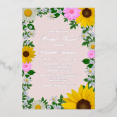 Rustic Sunflower Daisy Floral Vrijgezellenfeest Folie Uitnodiging (Voorkant)