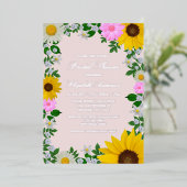 Rustic Sunflower Daisy Floral Vrijgezellenfeest Folie Uitnodiging (Staand Voorkant)