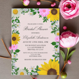 Rustic Sunflower Daisy Floral Vrijgezellenfeest Kaart