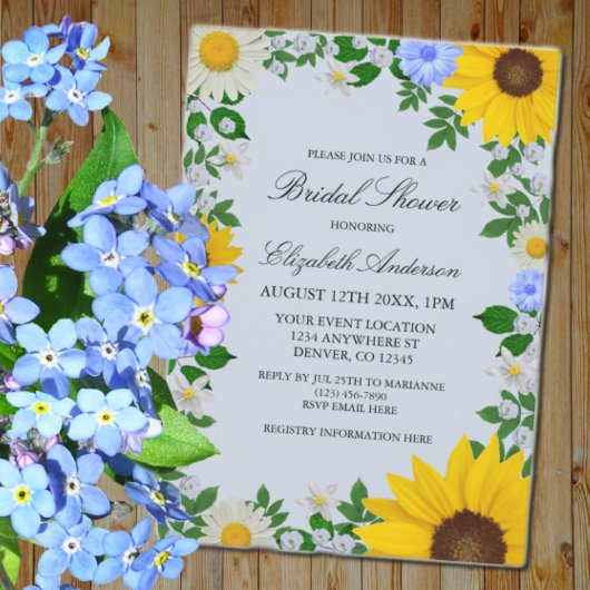Rustic Sunflower Daisy Floral Vrijgezellenfeest Kaart