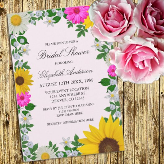 Rustic Sunflower Daisy Floral Vrijgezellenfeest Kaart