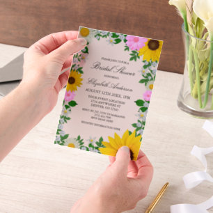 Rustic Sunflower Daisy Floral Vrijgezellenfeest Vellum Uitnodigingen