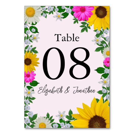 Rustic Sunflower Daisy Floral Wedding Kaart (Voorkant)