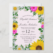 Rustic Sunflower Daisy Floral Wedding Kaart (Voorkant)