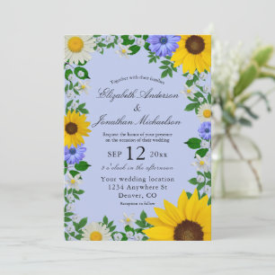 Rustic Sunflower Daisy Floral Wedding Kaart
