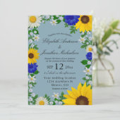 Rustic Sunflower Daisy Floral Wedding Kaart (Staand voorkant)