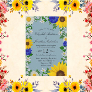 Rustic Sunflower Daisy Floral Wedding Kaart