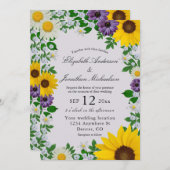 Rustic Sunflower Daisy Floral Wedding Kaart (Voorkant / Achterkant)