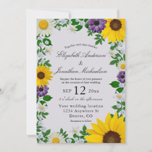 Rustic Sunflower Daisy Floral Wedding Kaart