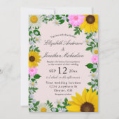 Rustic Sunflower Daisy Floral Wedding Kaart (Voorkant)