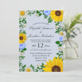 Rustic Sunflower Daisy Floral Wedding Kaart (Staand voorkant)