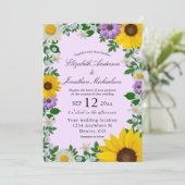 Rustic Sunflower Daisy Floral Wedding Kaart (Staand voorkant)