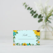 Rustic Sunflower Daisy Floral Wedding Plaatskaartje (Staand voorkant)