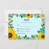 Rustic Sunflower Daisy Floral Wedding RSVP Kaartje (Voorkant)